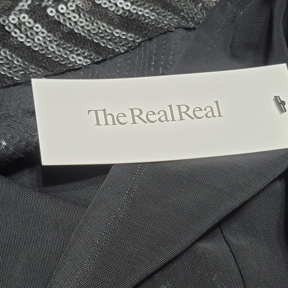 🤩Host Pick💕Alice +Olivia Black Sequin Chevron Dress w/Back Detail Women's Sz 8 - Picture 6 of 14